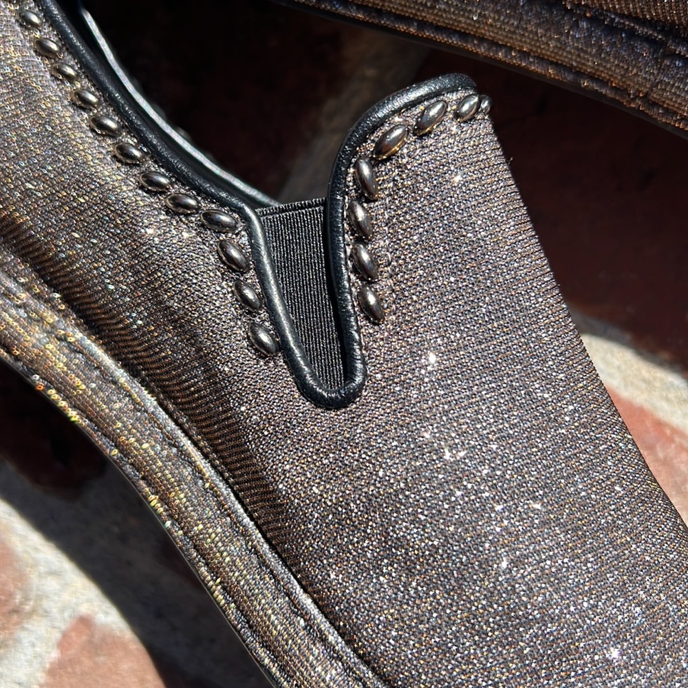Stuart Weitzman Sparkly Metallic Look Slip. - image 7